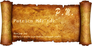 Petrics Máté névjegykártya